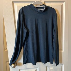 Bass Outdoor Large Women’s Mock Turtleneck Blue/Black Long Sleeve Top NWT